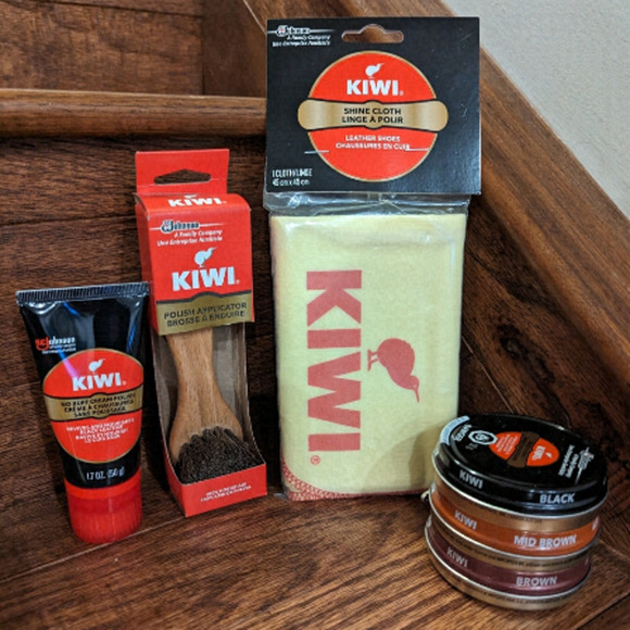 KIWI shoe care bundle-3 shoe polish, 1 cream polish, applicator& soft cl… - Picture 1 of 14